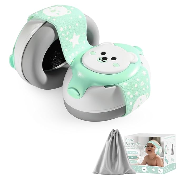 Baby Earmuffs,Bear Infant Headphones Noise Cancelling Infant Ear Protection with Adjustable Headband Baby Sound Proof Headphones,Baby Travel Essentials for Travel/Sleep/Plane/Noisy Event
