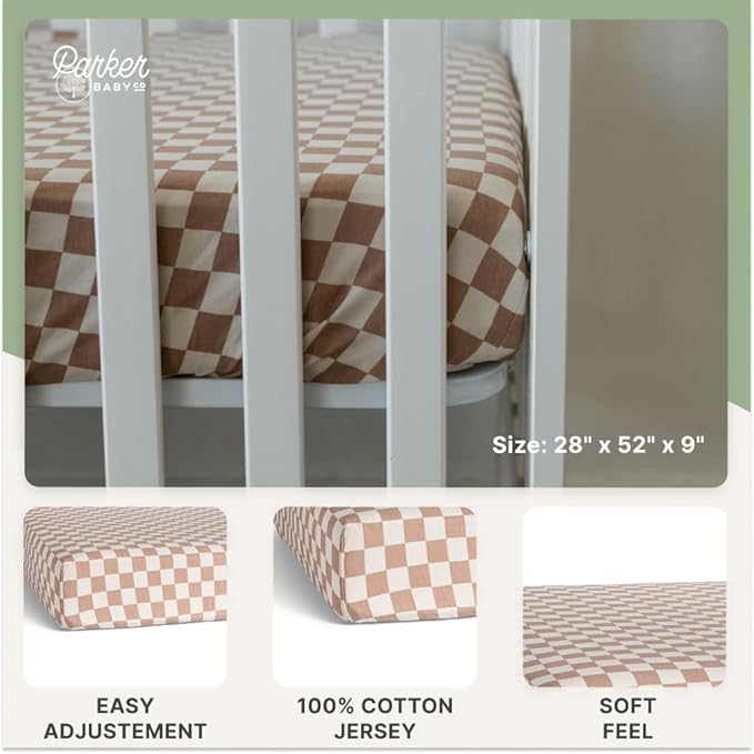 Parker Baby Soft & Durable Fitted Baby Crib Sheets | Snug Fit for Standard Crib Mattresses | Machine Washable, Fade-Resistant & Modern Nursery Designs
