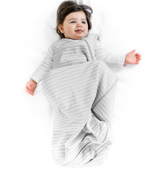 Woolino Merino Wool and Organic Cotton Baby Sleep Bag - 4 Season Classic Sleep Sack for Baby - Two-Way Zipper Sleeping Bag for Baby and Toddler - 6-18 Months - Gray