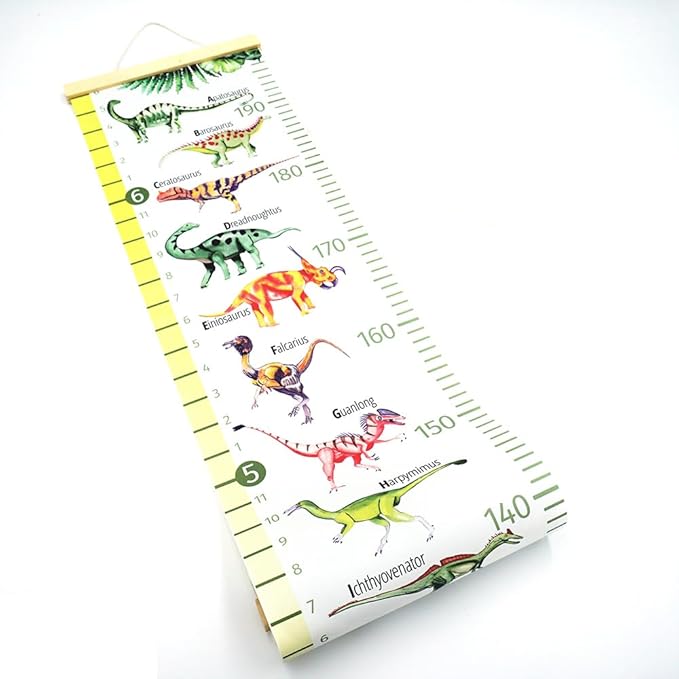 HomeEvolution Kids Growth Chart Height Measuring Chart, Dinosaur Canvas Wall Hanging Rulers for Baby Children Girls Bedroom Decor
