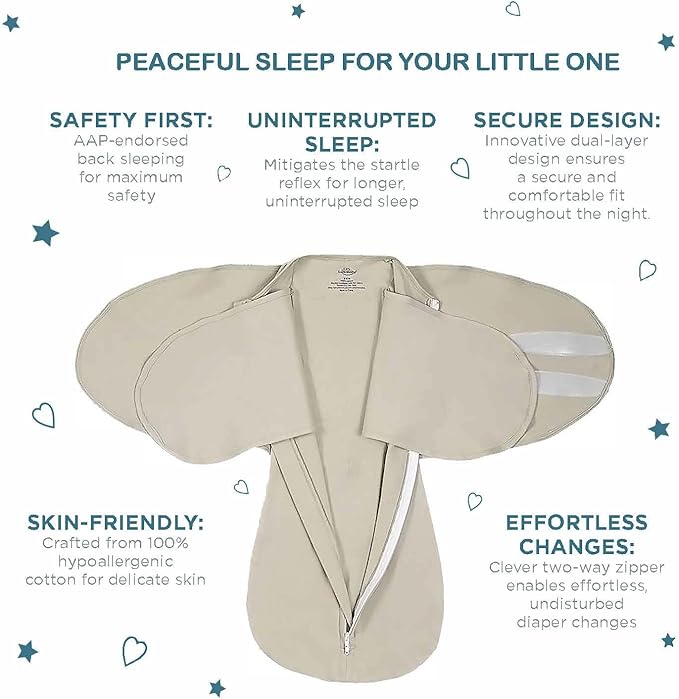 LullaBaby "Double Dream Swaddle: Exclusive Dual Wing Design, Pediatrician-Endorsed, Ultra-Soft Cotton, 0-2 Months, 6-14 lbs - Desert Sage