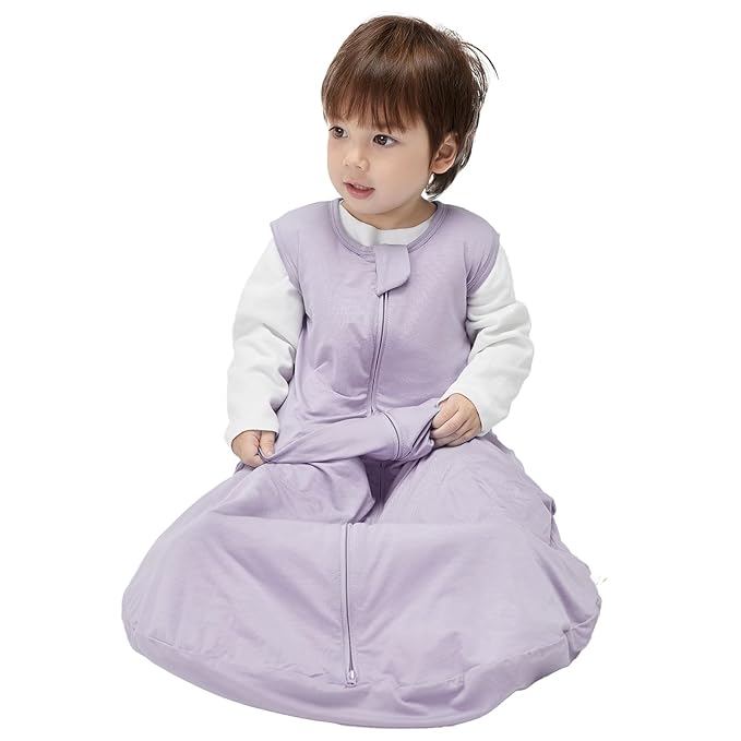 Duomiaomiao 2 Pack Buttery Soft Rayon Made from Bamboo Baby Sleep Sack 18-36 Months 1.0 TOG, Premium Baby Sleeping Bag 2-Way Zipper for Babies