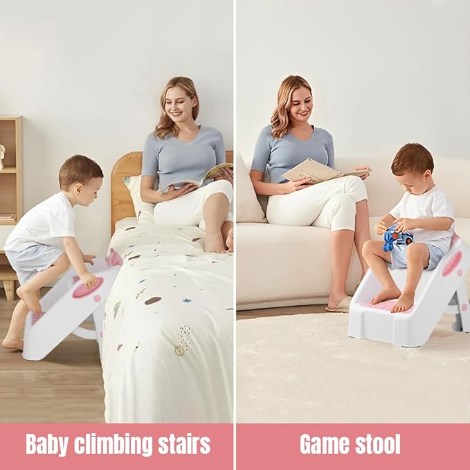 Step Stool for Toddlers, Toddler Step Stool for Bathroom Sink, Foldable Non-Slip Kids Stool with Handle, 2 Step Stools for Kids, Toddler Stool for Kitchen Bedroom Counter Sink