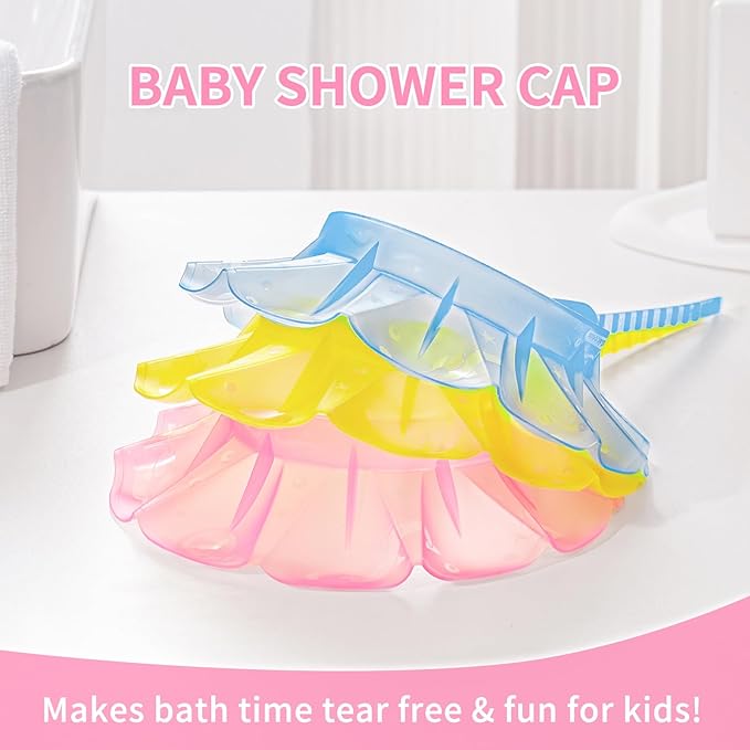 kair Baby Kids Shower Cap Soft Adjustable Silicone Toddler Bath Visor Children Hair Washing Hat Keep Kids Shield Water Out of Eyes & Ears (Pink, Head Size 12.5"-19" Less Than 24 Months)