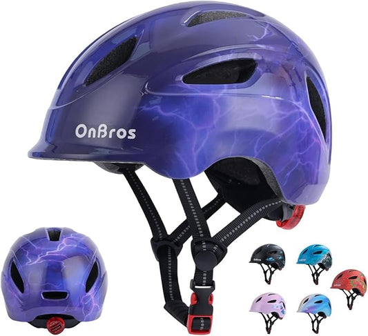 Kids Bike Helmet, OnBros Kid Bicycle Helmet for Girls and Boys with Light Lightweight Kids Helmets Certified Toddler Helmets for Kids 3-5-8-10 Age (46-50-55 cm)