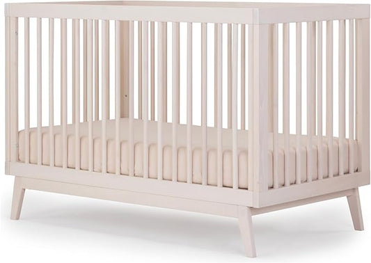 dadada Baby Soho 3-in-1 Convertible Wooden Crib to Toddler Bed - Made in Italy, GREENGUARD Gold Certified, Baby-Safe Finish, Handcrafted Beechwood, Modern Design, 3 Adjustable Heights (Natural Wash)