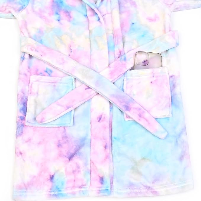 QPANCY Girls Robe Kids Bathrobes Soft Plush Fleece Pajamas Sleepwear