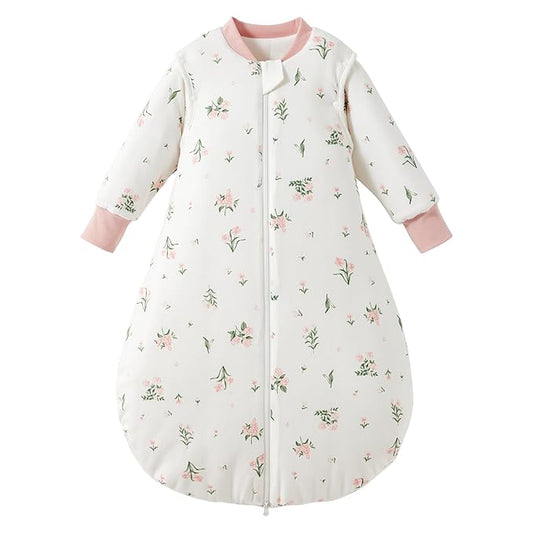 Duomiaomiao 3.5 TOG Baby Sleep Sack Cotton Winter Long Sleeve Baby Wearable Blanket, Super Warm Quilted Comfy Toddler Sleeping Sack