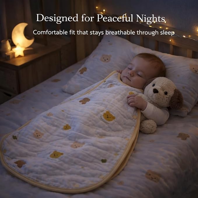 Baby Sleep Sack, Organic Cotton Wearable Blanket, Sleeveless Adjustable Sleeping Bag
