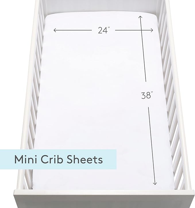 Newton Baby Fitted Mini Crib Sheets (2-Pack) | Organic Muslin Cotton, Breathable & Soft Baby Sheets, Washable Baby Mattress Sheets, Fits Mini Crib Mattresses 24" x 38", Plain White