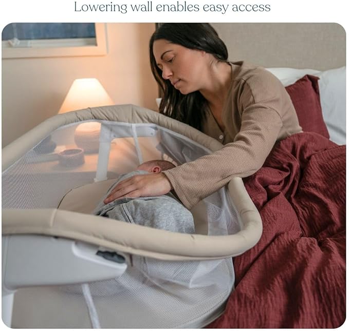 HALO® BassiNest® Lite – Breathable Baby Bassinet Slides Over Bed with Mesh Walls for Airflow & Visibility, Lowering Wall for Easy Access, Portable & Lightweight, Fits Most Beds