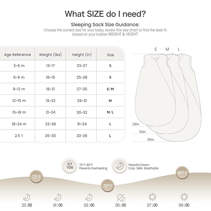 lulumoon Sleep Sack Muslin for Baby: Cotton Wearable Blanket for 3-9 Months - Soft Lightweight Ideal for Nursery Lounge Nighttime Naptime 3-6 Months
