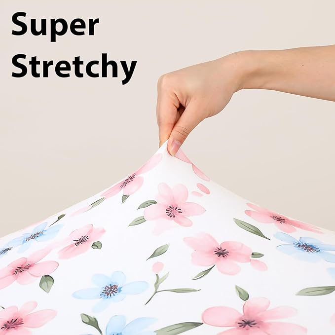 Baby Crib Sheets Girl, 3 Pack Toddler Bed Sheets Fit for 52”x28” Standard Crib and Toddler Mattresses, Super Soft Microfiber Pink Butterfly Flower