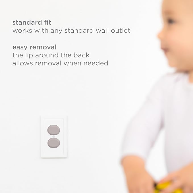 Ubbi Outlet Covers for Child Safety, Plug Protectors, Baby Proofing, Safe & Secure Electrical Plug Covers, Taupe, 24 Count (Pack of 2)