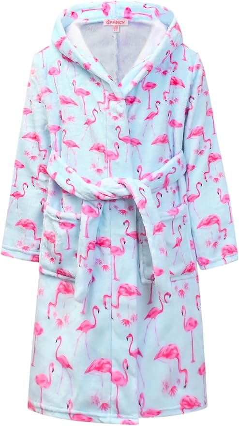 QPANCY Girls Robe Kids Bathrobes Soft Plush Fleece Pajamas Sleepwear