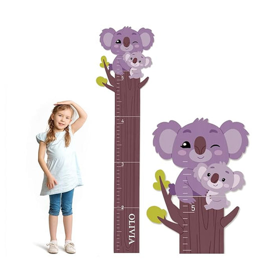 Woodemon Personalized Name Growth Chart, Cute Koala Wooden Growth Chart for Kids, Height Chart for Boys Girls, Measuring Board for Kids Height for Child's Room, Nursery Decor Decoration