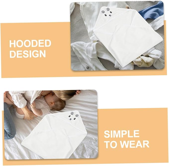 2pcs Hooded Bath Towels for Coral Fleece Soft Absorbent Animal Design Bathrobe Cape for Newborns Bath Swimming Beach Use