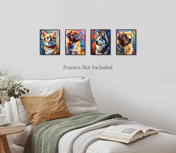 LNLAGBO Dog Canvas Wall Art Prints,Lovely Dog Canvas Wall Art,Cute Animal Canvas Wall Art for Kids Nursery Bedroom Living Room Office Home Decor(8"x10"Unframed)