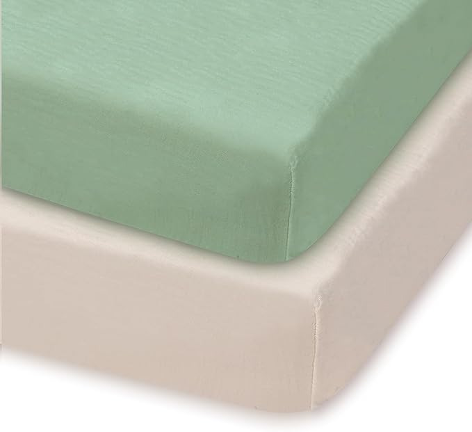 Graco Pack and Play Mattress Sheets Fitted, Mini Crib Sheets 2-Pack for Pack 'n Play Mattress, Stretchy Playard Sheets