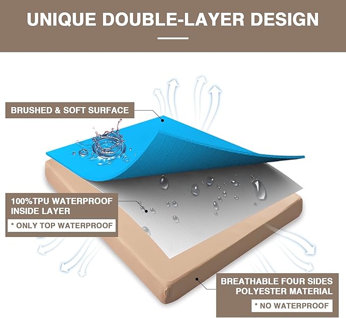Mecerock Mattress Protector, Breathable and Soft Waterproof Mattress Protector, Mattress Cover, Camel Twin Mattress Cover