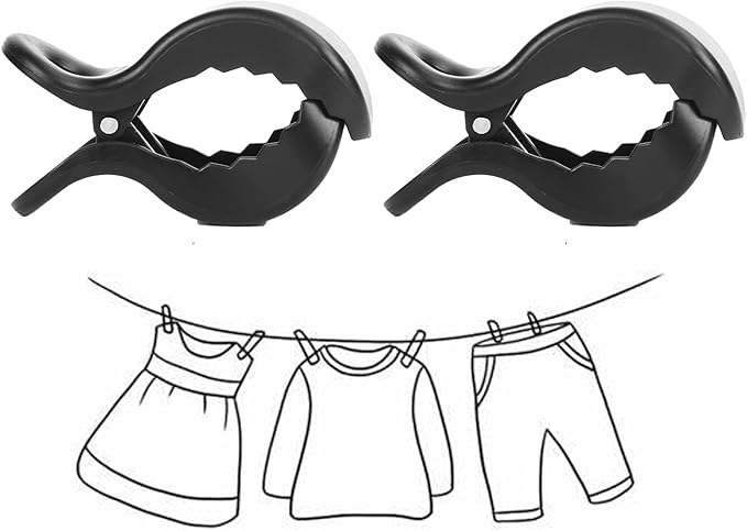 6pcs Stroller Clips Pegs to Hook Muslin and Toys Seat Cover, Blanket Clips, Car Seat Cover Clip, Plastic Universal Clip, Nursing Cover, Pram Toy Holder, Blanket Clamp. （ Black)