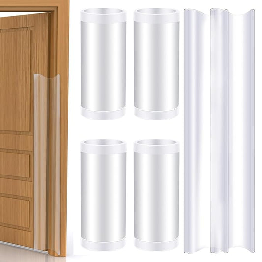 TrelaCo 6 Pcs Baby Proofing Door Pinch Guard, Hinge Cover, Door Edge & Corner Guards Protector for Kids Finger Safety, Heavy Duty Jam Shield, Translucent