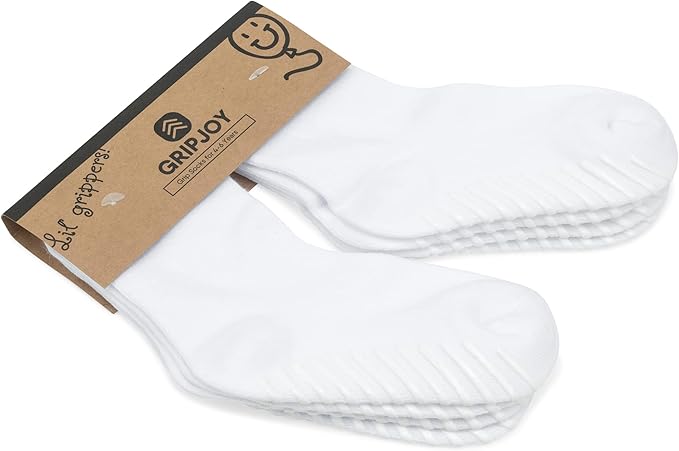 Gripjoy Toddler Socks with Grippers, Non-Slip for Kids, Enhanced Stability, Comfortable Cotton - 4 Pairs