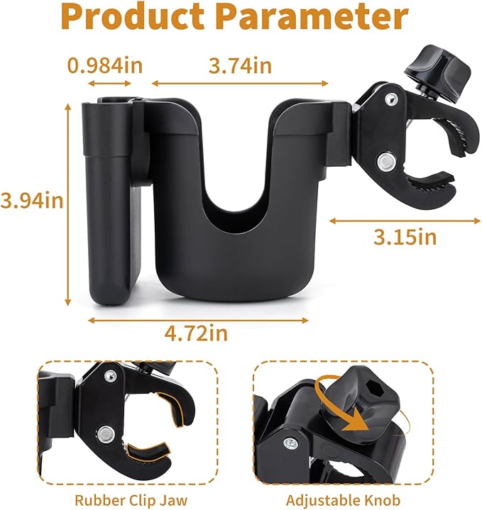 Cup Holder for Stroller Compatible with Evenflo with Phone Holder,Wagon Accessories Compatible with Evenflo,Black