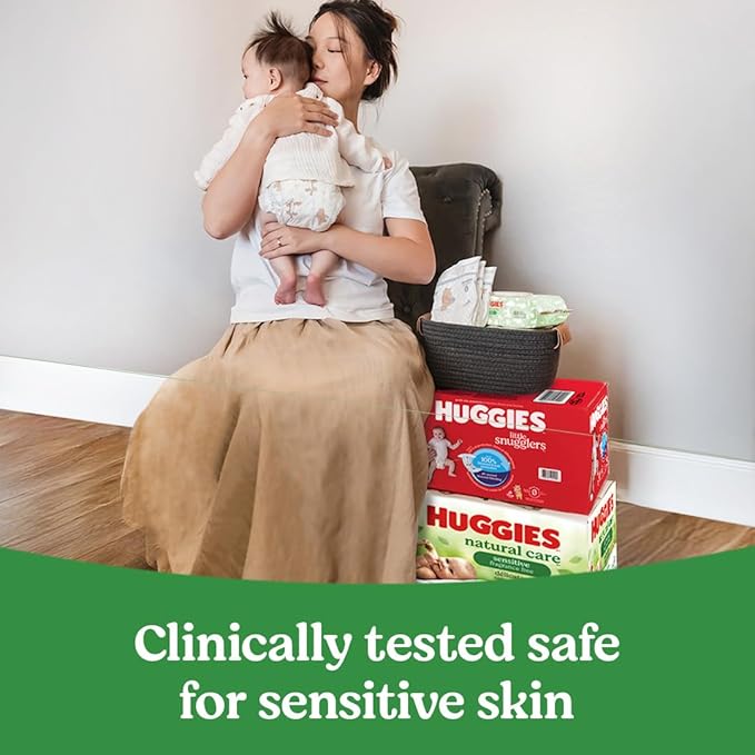 Huggies Natural Care Sensitive Baby Wipes, Unscented, Hypoallergenic, 99% Purified Water, 1 Flip-Top Pack (56 Wipes Total) (Pack of 3)