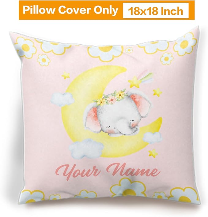 Custom Nursery Crib Bedding Set: Personalized Nursery Decor Baby Blanket Fitted Crib Sheet Changing Pad Cover Baby Room Rug Sleeping Elephant Moon Pattern Gift Idea(Fixed Size)