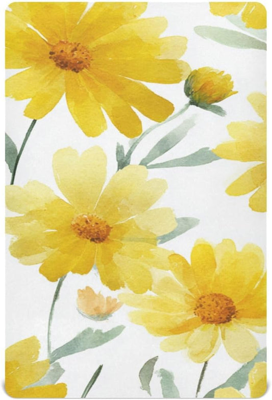 Summer Daisy Yellow Crib Sheets Standard Crib Toddler Mattresses Cover Fitted Baby Bed Sheet Breathable Crib Mattress Sheet for Girls Boys 52" x 28"x5''
