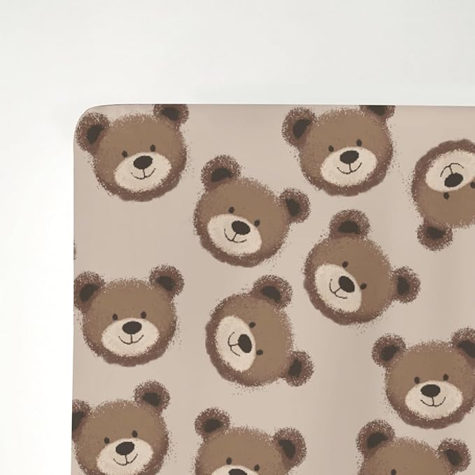 Neutral Boho Bears Baby Crib Sheets for Boy Girl 52x28Inch Cute Brown Bear Soft Snug Fitted Crib Mattress Covers Watercolor Bears Nursery Baby Sheet for Crib and Toddler Bed Mattresses