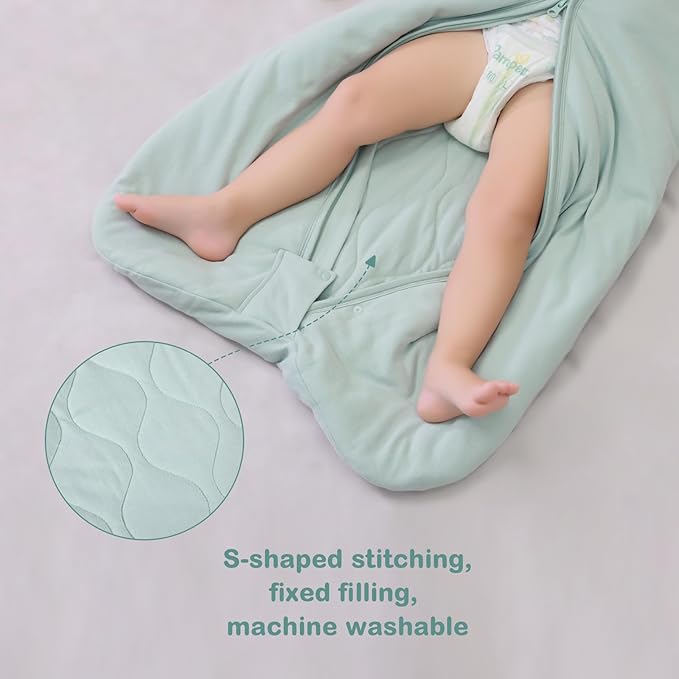 Mosebears Sleep Sack Baby Winter Wearable Blanket with 2-Way Zipper,2.5 TOG Cotton Sleep Sack Unisex (Calm Sage, 6-12 Months)