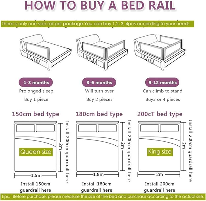 U/D Bed Rails for Toddlers/Kids - Extra Long and Tall Bed Rail for Twin, Full, Queen, King Size Mattress (59in(150cm))-1side