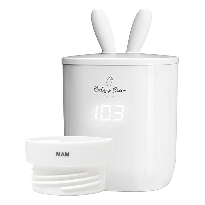 Baby's Brew Portable Bottle Warmer Pro - Milk Warmers for Breastmilk or Formula, Leak-Proof Design, Travel-Friendly, Cordless, Battery-Powered, 8-12 Hour Battery Life (Warmer + MAM Adapter)