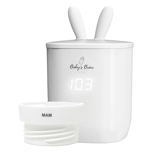 Baby's Brew Portable Bottle Warmer Pro - Milk Warmers for Breastmilk or Formula, Leak-Proof Design, Travel-Friendly, Cordless, Battery-Powered, 8-12 Hour Battery Life (Warmer + MAM Adapter)