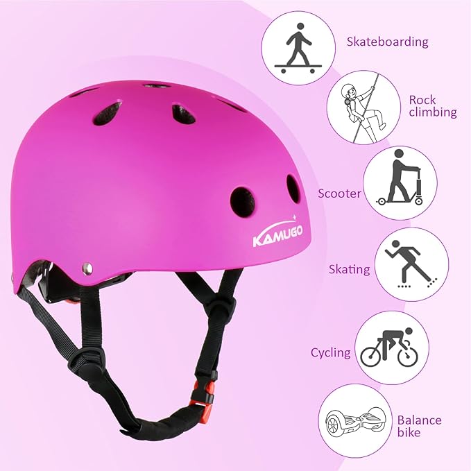 KAMUGO Kids Adjustable Helmet, Suitable for Toddler Kids Ages 2-14 Boys Girls, Multi-Sport Safety Cycling Skating Scooter Helmet