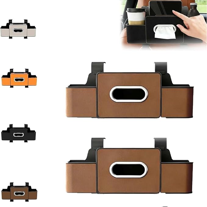 2026 new car breeze organizer ，Car Backseat Organizer Holder，Upgraded Multifunctional Car Storage Box ，Multifunctional Back Seat Car Organizer for Hold Phones, Drinks, Snacks,and Handbags (brown)