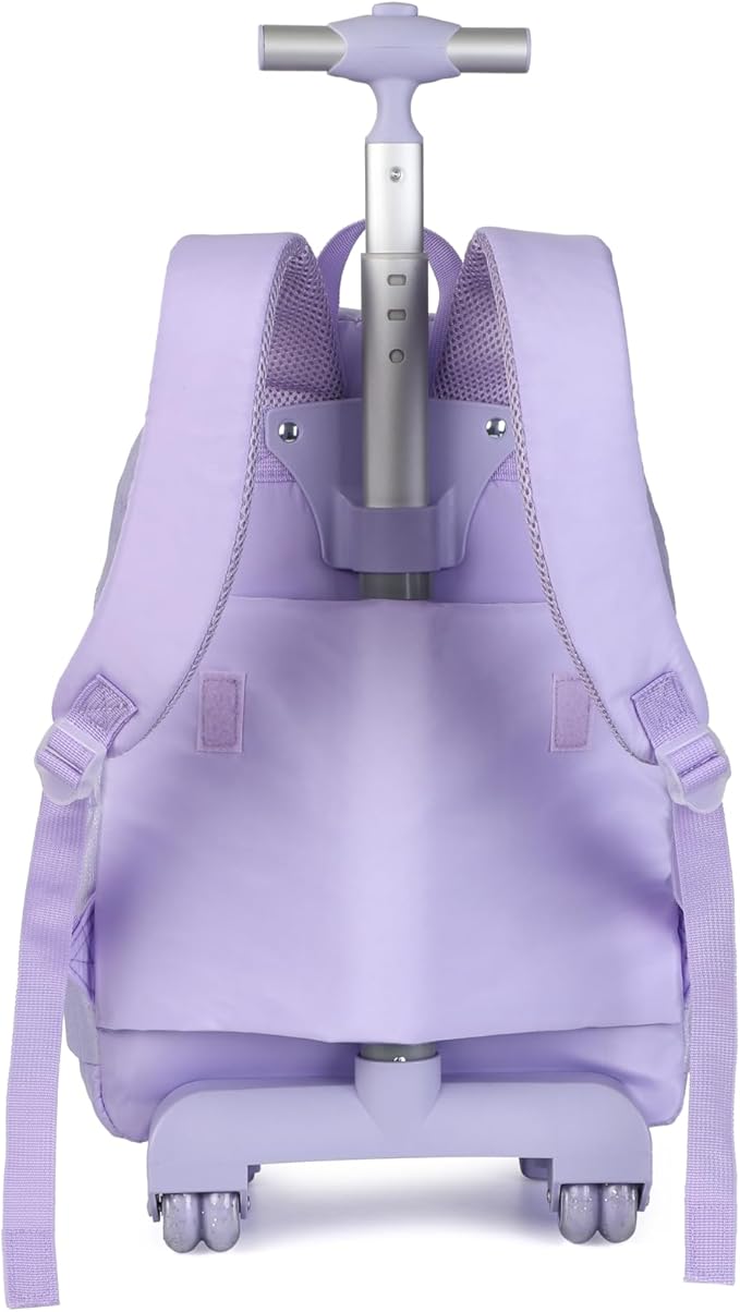 kingdisen Adult extra Large Kids Rolling Backpack with Lunch Box 3pc Set (STAR HEART PURPLE)