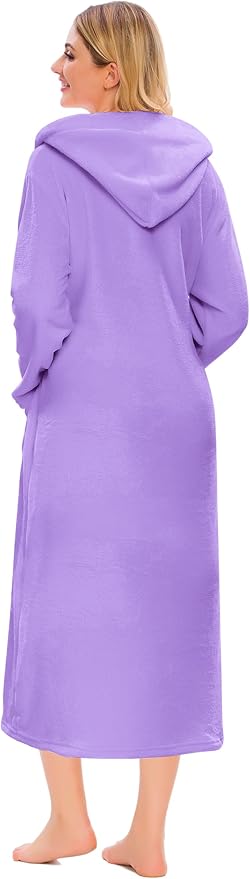 Umeyda Girls & Women Fleece Hooded Robes, Soft Fuzzy Bathrobe Warm Plush Fluffy Bath Robe for Kids Womens