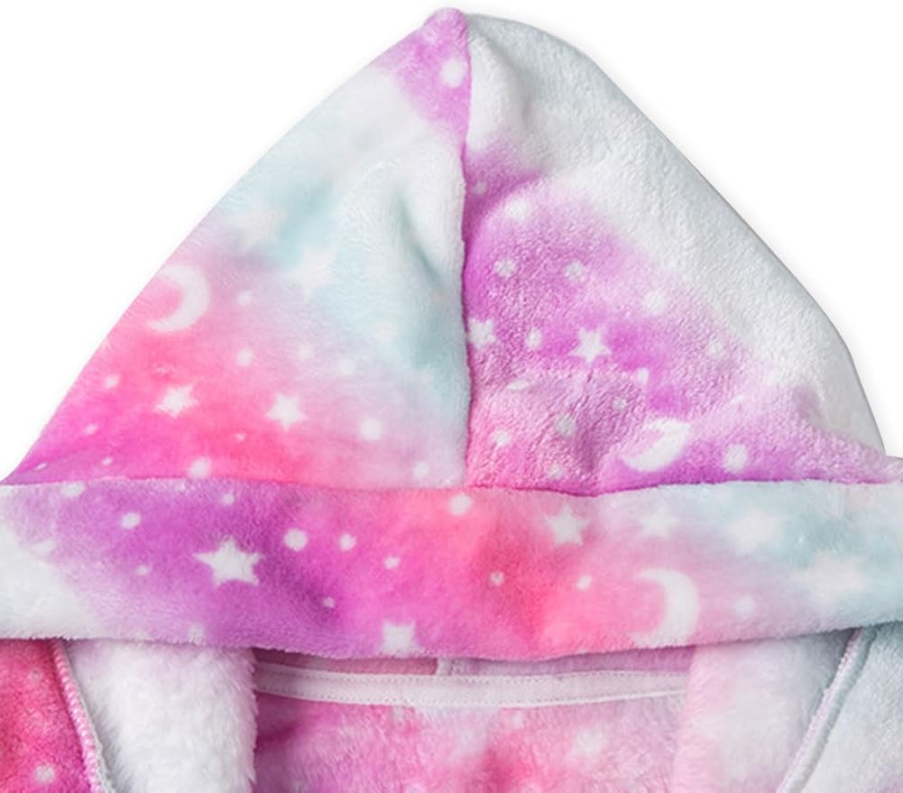 SANGTREE Boys Girls Robe Fleece Hooded Soft Toddler Bathrobe Cute Boys Bathrobe Fuzzy Plush Robes for Kids, 2-12 Years