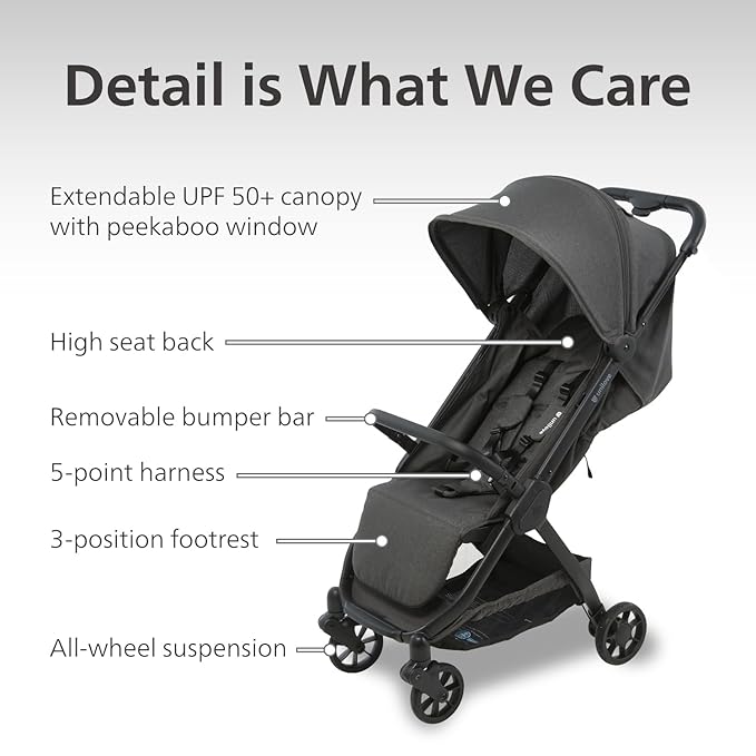 Pika Baby Stroller – Lightweight, Compact, Auto-Folding Design with Adjustable Footrest, UV Canopy, Mesh Window, and Travel Friendly – Perfect for Newborns to 55 lbs