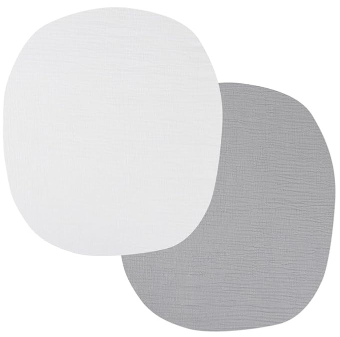 Onacosht Muslin Bassinet Sheets 24" x21" Compatible with Graco Pack ‘n-Play Dome LX Bassinet, Small Round Bassinet Sheets 2 Pack 100% Cotton White and Grey
