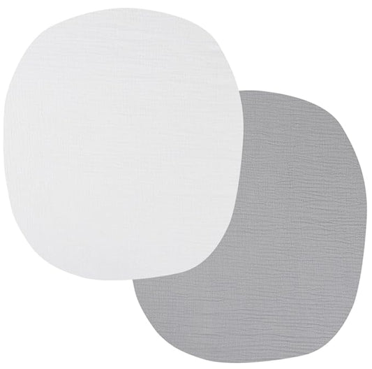 Onacosht Muslin Bassinet Sheets 24" x21" Compatible with Graco Pack ‘n-Play Dome LX Bassinet, Small Round Bassinet Sheets 2 Pack 100% Cotton White and Grey