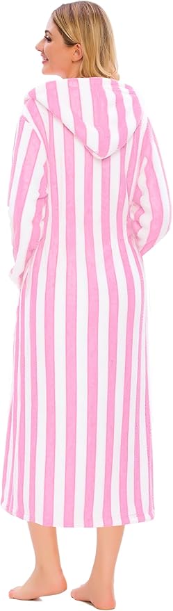 Umeyda Girls & Women Fleece Hooded Robes, Soft Fuzzy Bathrobe Warm Plush Fluffy Bath Robe for Kids Womens