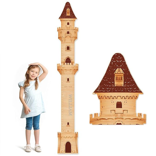 Woodemon Personalized Name Growth Chart, Castle Height Chart, Customized Name Measuring Board for Kids Height, Kids Growth Measurement Decorative Wall Sticker, Nursery Growth Chart Ruler