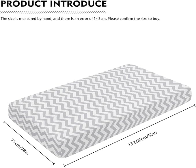 Gray Wave Fitted Crib Sheet Wave Baby Crib Sheet Fit Standard Crib and Toddler Mattress,Crib Mattress Sheets for Boys Girls 28"x52"