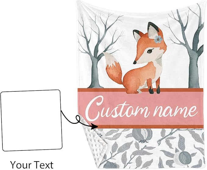 Personalized Baby Crib Bedding Set: 4 Piece Custom Fox Pattern Crib Bed Set with Name, Nursery Bedding Set for Baby Girls, Newborn Boys Crib Sets, Crib Bedding Custom Gift, Crib Sheet