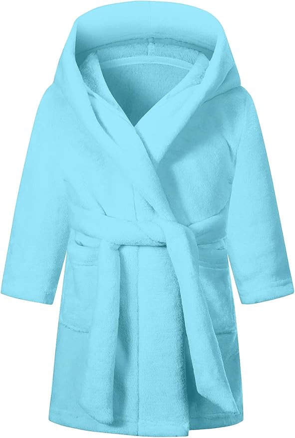 Girls Fleece Hooded Robes, Kids Soft Premium Fuzzy Bathrobe for Gifts, 2-12 Years