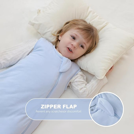 Mosebears Unisex Rayon Made from Bamboo Sleep Sack with 2-Way Zipper,2.5 Tog Baby Winter Sleep Sack(Fog Blue,0-6 Months)